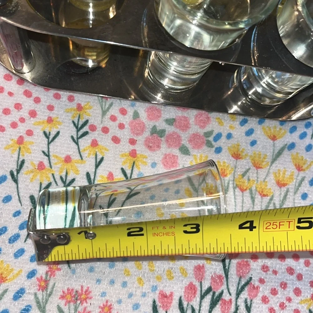 Mid-Century Modern Bar Caddy with 6 Cordial‎ Glasses